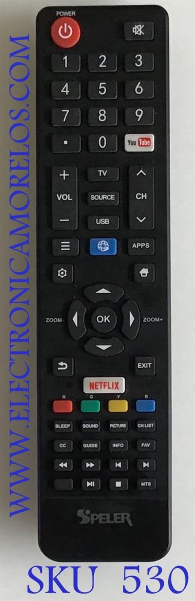 CONTROL REMOTO PARA TV  SPELER SMART TV / 06-532W54-TY05XS / DH171010